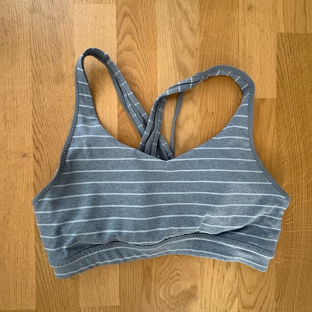 Athleta gray Striped Sports Bra